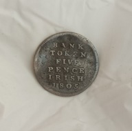 IRLANDIA - 5 PENSÓW 1805 (2) - BANK TOKEN - Jerzy III - srebro