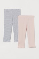 H&M legginsy 3/4 gładkie jednokolorowe 140 pudroworóżowe