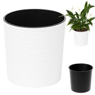3x Doniczka Malwa Dłuto 19 cm biała + wkład Lamela okrągła nowoczesna