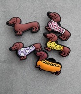 Przypinki gumowe do butów typu crocs czarny jamnik jamniki pies