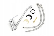 BATERIA UMYWALKOWA STOJĄCA KUCHENNA OBROTOWA RUCHOMA WYLEWKA DŁUGA CHROM