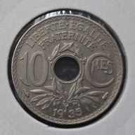 *FRANCJA [0129]*10 centymów 10 CMES 1935 Trzecia Republika Czapka frygijska