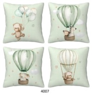 Poszewki na poduszki 4 szt. 40x40cm dziecięce misie balony 4007