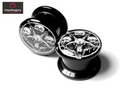 PLUG TUNEL - 16 mm - AKRYL /pentagram / czaszka