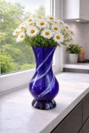 DUŻY WAZON KOBALTOWY PRL ,,Huta Szkła LAURA ''