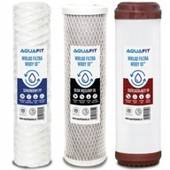 KOMPLET WKŁADÓW AQUAFIT FILTRÓW WODY 10" CALI SZNUREK WĘGIEL ODŻELAZIAJĄCY