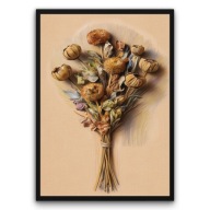 Plakat z ramą 21x30cm Bukiet suszonych kwiatów beżowe tło Natura Prezent