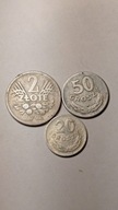 Zestaw rzadszych monet PRL.2zł 1959,50gr 1968,20gr 1957