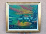 STARY DUŻY OBRAZ PŁÓTNO, sygnowany Richard Friis (1924)