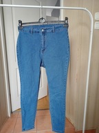 shein curve 38 40 spodnie dżins strecz rurki wysoki stan niebieskie