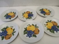 COLDITZ TALERZE Z PRL DESEROWE 6 SZTUK OWOCE