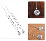 KOLCZYKI WISZACE PRZECIAGANE 10CM SREBRO 925 RODOWANE ,CYRKONIA