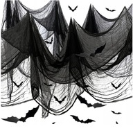 PAJĘCZYNA HALLOWEEN DEKORACJA WISZĄCA MATERIAŁ CZARNY GAZA NARZUTA TKANINA