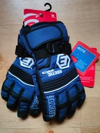 Rękawiczki granatowe narciarskie ortalionowe zimowe ECHT 10-12 lat