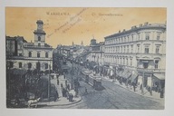 WARSZAWA ULICA MARSZAŁKOWSKA DWORZEC WIEDEŃSKI TRAMWAJ SZYLDY ZEGAR 1923
