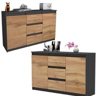 KOMODA ZE SZUFLADAMI ANTRACYT DĄB WOTAN BEZUCHWYTOWA DO SALONU SZAFKA AGA