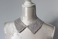 Kołnierzyk naszyjnik beżowy srebrny cekinowy szpic klasyczny fake collar