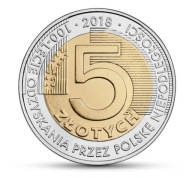 5 zł - 100 Lecie Odzyskania Niepodlełości 2018 r.