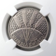 PRL PRÓBA NIKIEL, 10 złotych "Chleb dla Świata", NGC MS 65 ideał, rzadkie