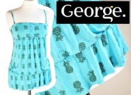 GEORGE super tunika wzory ANANASY falbana 34/36