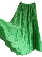 WŁOSKA długa spódnica z haftem ażurowym falbany 36
