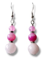 KRAG15 Kolczyki kamienie KWARC RÓŻOWY AGAT