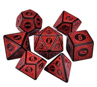 ZESTAW 7 KOŚCI KOSTEK RPG Czerwone Warhammer DnD