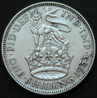 Wielka Brytania 1 shilling 1933 - król Jerzy V - srebro