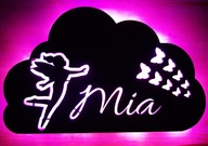 Lampka nocna LED, drewniana, imienna, wróżka, 7 kolorów, 6 frontów