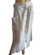 włoska DŁUGA SPÓDNICA lniana z kieszeniami 38/40