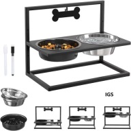 Podwyższona Miska dla Psa Regulowana Metalowy Stojak Zestaw 3w1 Duża XL