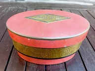 KAWA JACOBS METALOWA STARA OWALNA PUSZKA PO KAWIE JACOBS - CZERWONO ZŁOTA