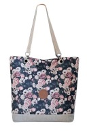 Torebka shopper czarna HABILE design bag w kwiaty-róże