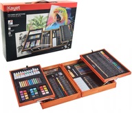 Zestaw artystyczny 180 elementów szkolny drewniana walizka Kayet