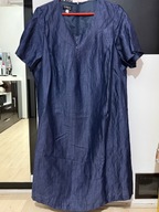 N Sukienka Habella atramentowa połysk mięta faktura podszewka duża 6XL