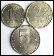 MNB - ROSJA zestaw monet 3 szt # 1 2 5 Rubli 1997 2007 # st 1, 1-