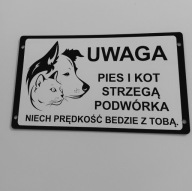 Pies I Kot tabliczka informacyjna na furtkę różne wzory z własnym tekstem