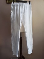 wyprzedaż włoskie SPODNIE LNIANE kieszenie z kryształkami 36