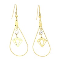 59151 Kolczyki łezki złota stal chirurgiczna motyw diamentu cyrkonie