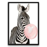 Plakat z ramą 40x50 cm Zebra z Balonem Zwierzęta | Pomysł na Prezent