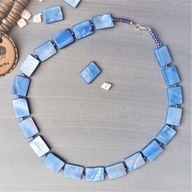 SURF Naszyjnik chabrowy z masy perłowej szkła Toho hematyt BlackberriesArts