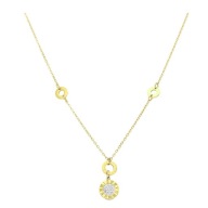 59077 Celebrytka złota stal chirurgiczna motyw zegara z cyrkoniami