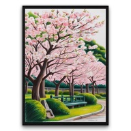 Plakat z ramą 30x40 cm Kwitnące Sakury w Parku 2 | Pomysł na Prezent