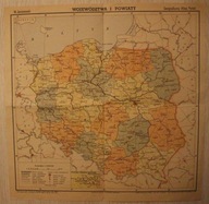 POLSKA - MAPA, WOJEWÓDZTWA I POWIATY 1 : 3 000 000