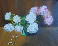 PEONIE obraz olejny na płótnie 50 x 40