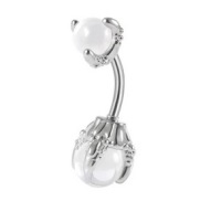 Stalowy kolczyk do pępka smoczy pazur opalizujący 1,6/10 mm wyprzedaż