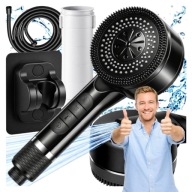 SŁUCHAWKA PRYSZNICOWA CZARNA OSZCZĘDNA 3W1 ZESTAW WĄŻ 1,5M 3 STRUMIENIE