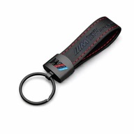Brelok BMW M skórzany do kluczy czarny czerwone przeszycia Motorsport