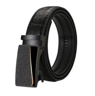 Czarny pas grawerowany skórzany z klamrą zaciskową 120cm