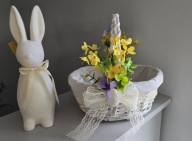 Koszyk Wielkanocny Wiklinowy koszyczek Przystrojny z dekoracją